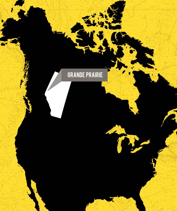 Map Location of Grande Prairie, Alberta, Canada