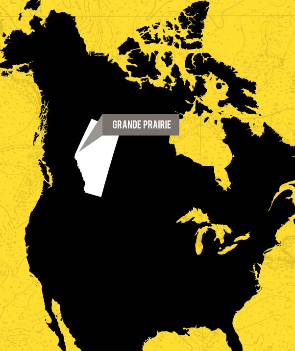 Map Location of Grande Prairie, Alberta, Canada
